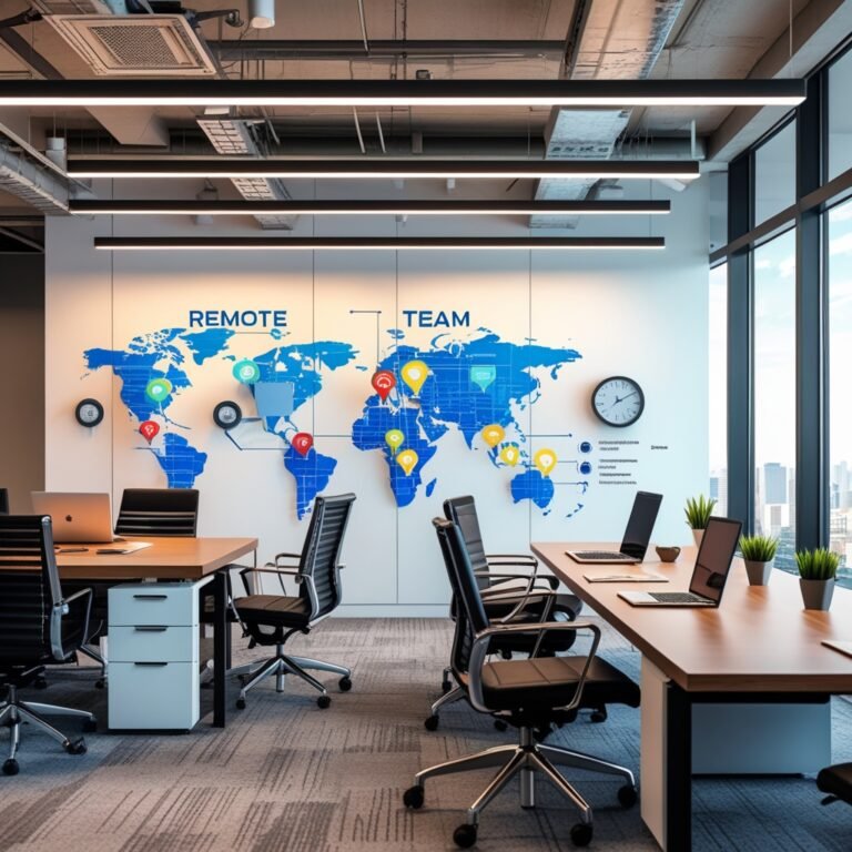 Business strategy illustration: Leadership remote team management in Leadership Blogs