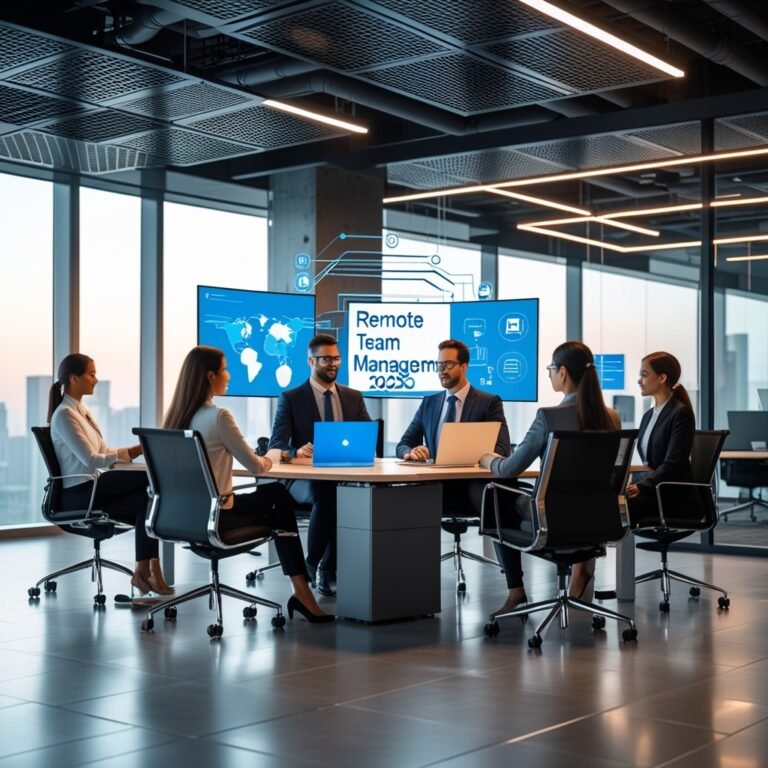 Business strategy illustration: Technology remote team management in Technology Blogs