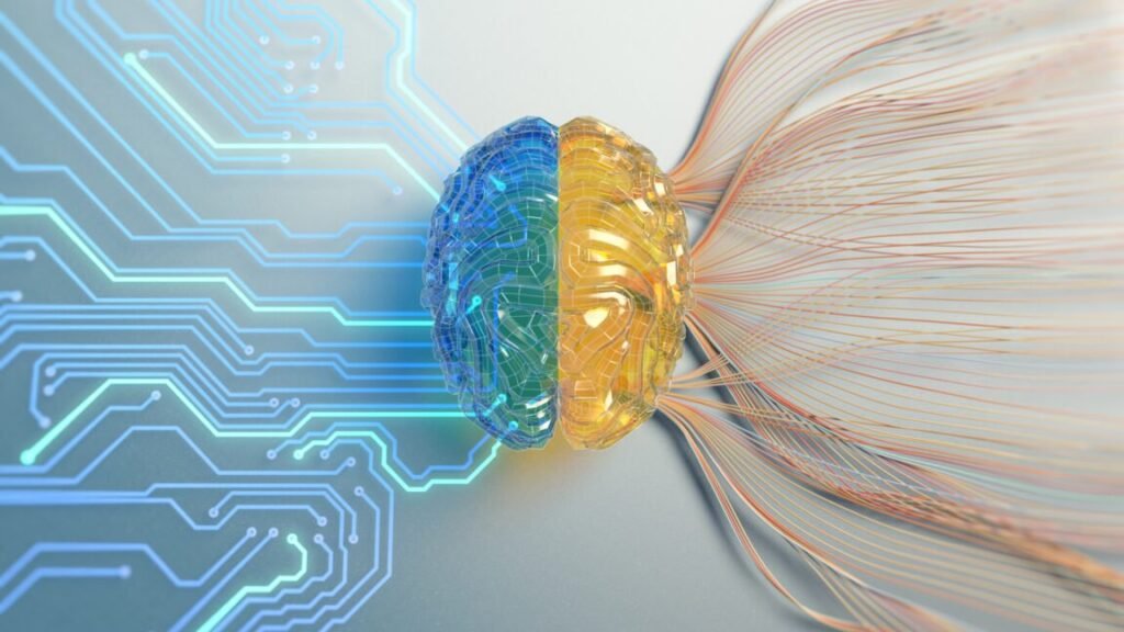 AI brain with circuitry and big data