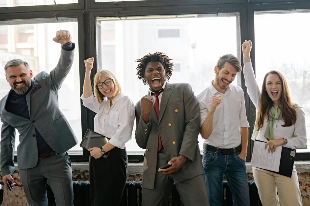 character energy boost - business professionals energetic workspace professional business image