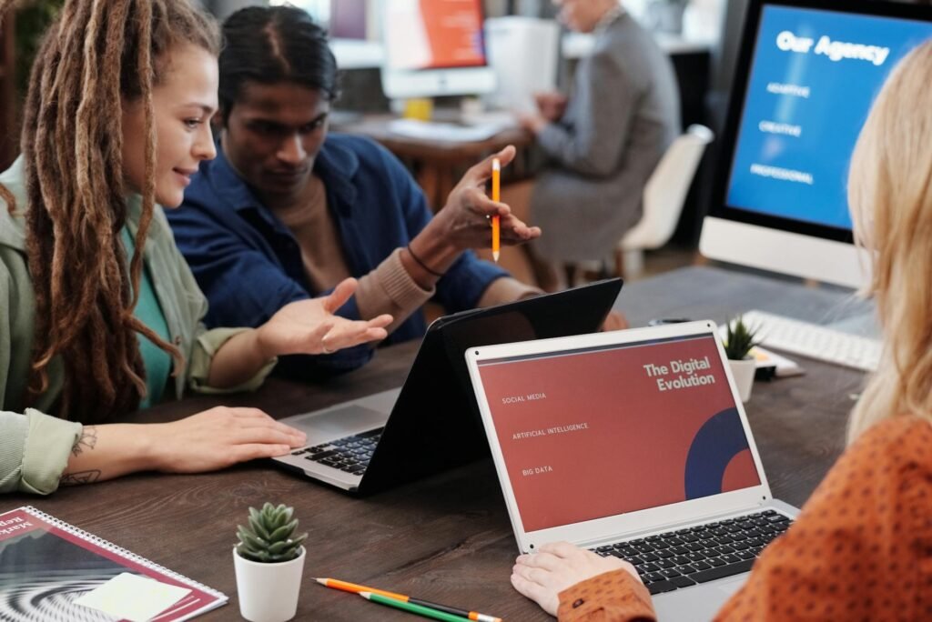 cybersecurity AI trends - Business professionals working AI professional business image