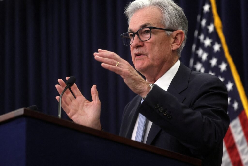 Federal Reserve Board Chairman Jerome Powell holds a news conference about the latest U.S. Fed policy decision