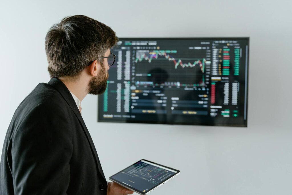 AI financial analysis - photorealistic AI financial analysts professional business image