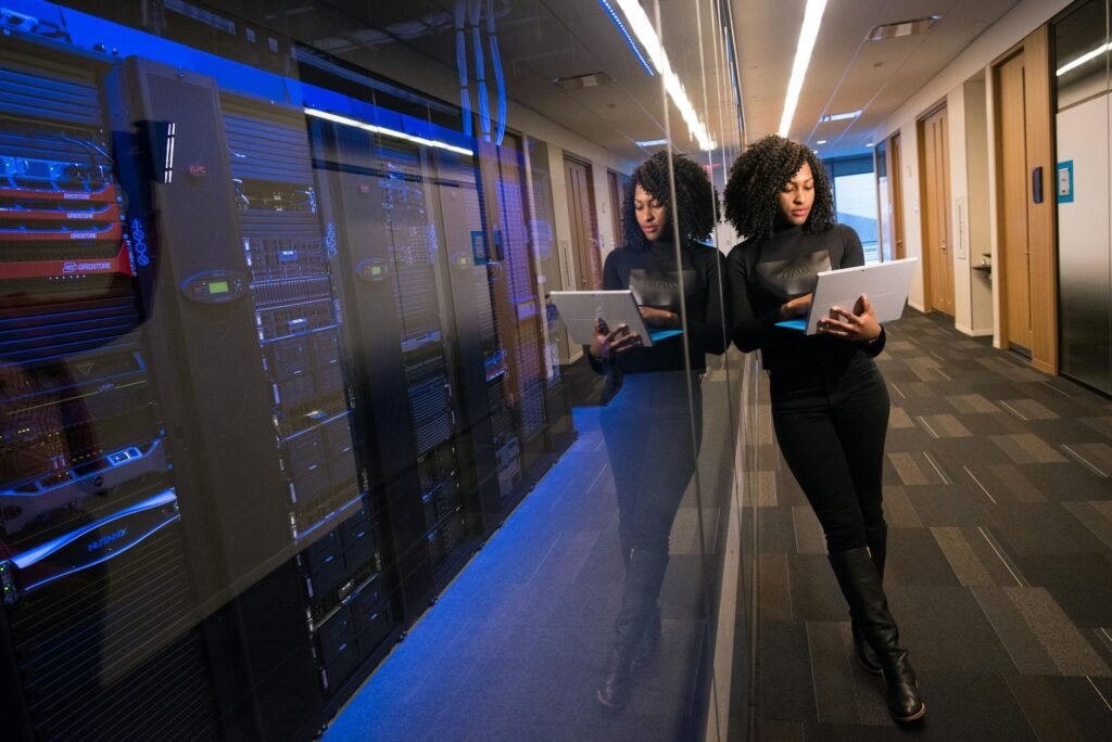 AI hardware vs software - AI servers vs laptops professional business image