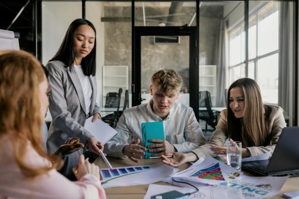 business marketing strategies - photorealistic business marketing team professional business image