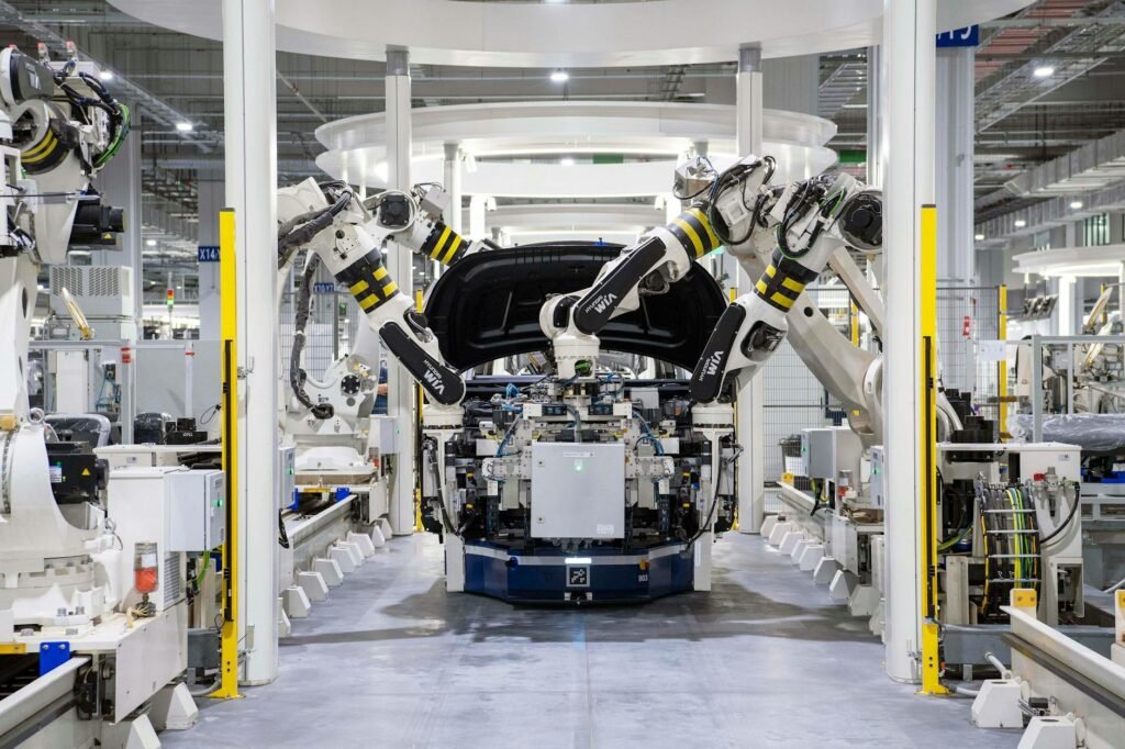 manufacturing automation growth - photorealistic manufacturing automation factory professional business image