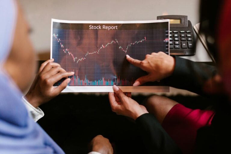 stock market turbulence - financial analysts analyzing stock professional business image