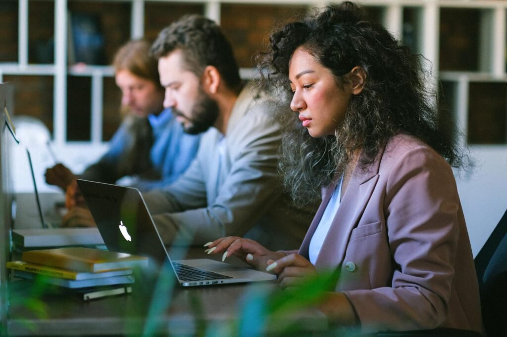 AI adoption Long Island - Business professionals using AI professional business image