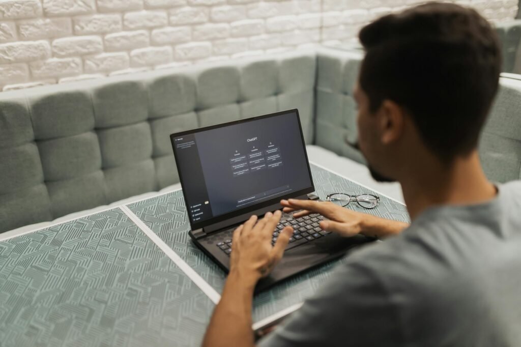 AI business software - AI-enhanced office workspace software professional business image