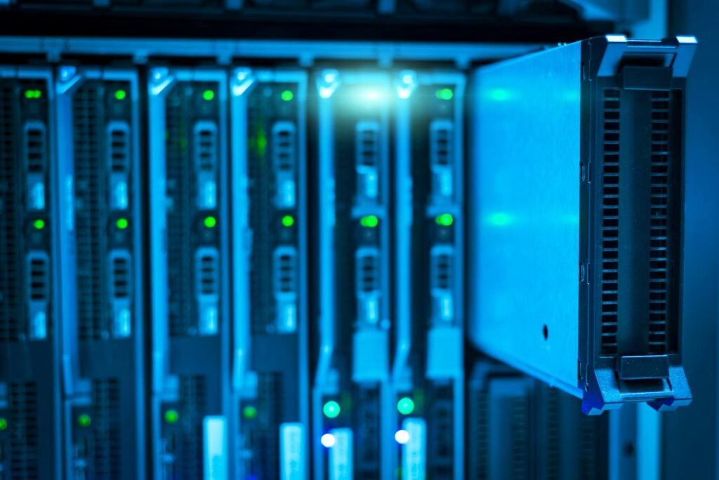 AI energy use - photorealistic AI server farms professional business image