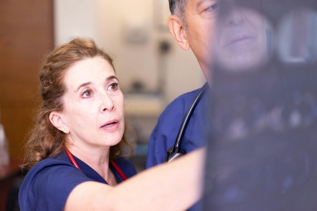 AI healthcare business - AI doctors analyzing patient professional business image