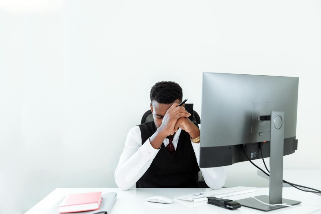 AI management challenges - AI management office stress" professional business image