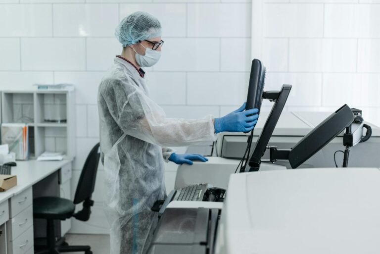 biotech trends 2026 - biotech lab futuristic workplace", professional business image