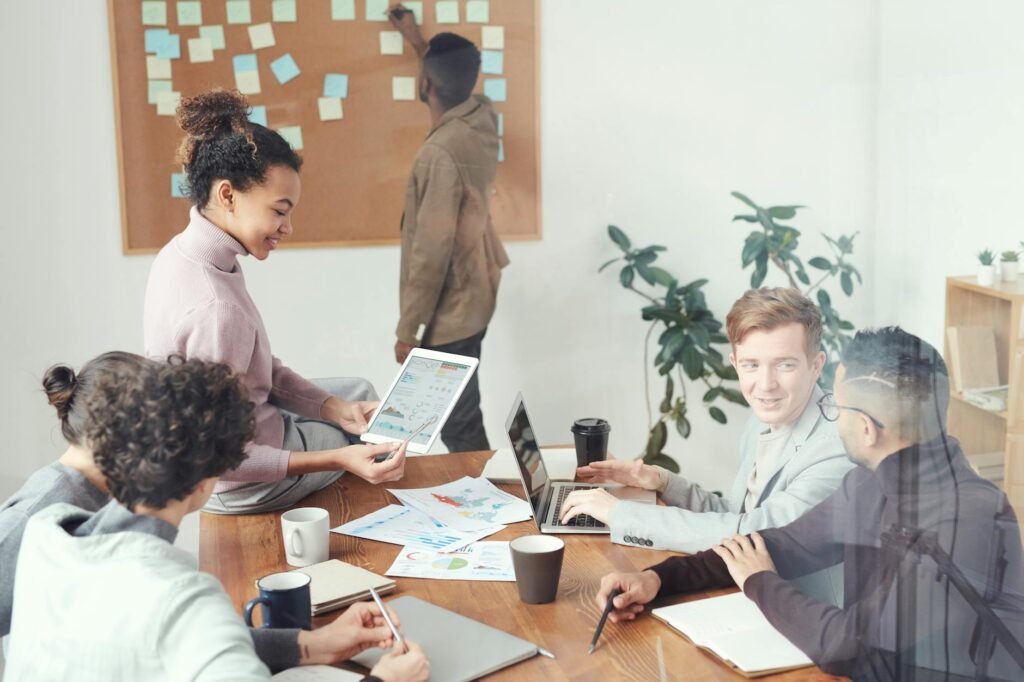 business ai strategies - Business professionals integrating AI professional business image