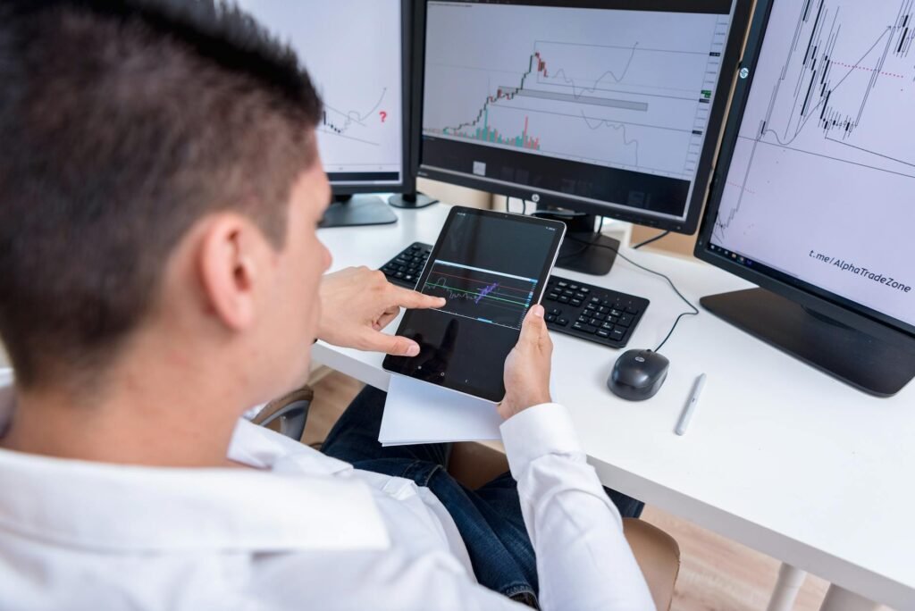 DOMO stock rise - workplace stock market traders professional business image