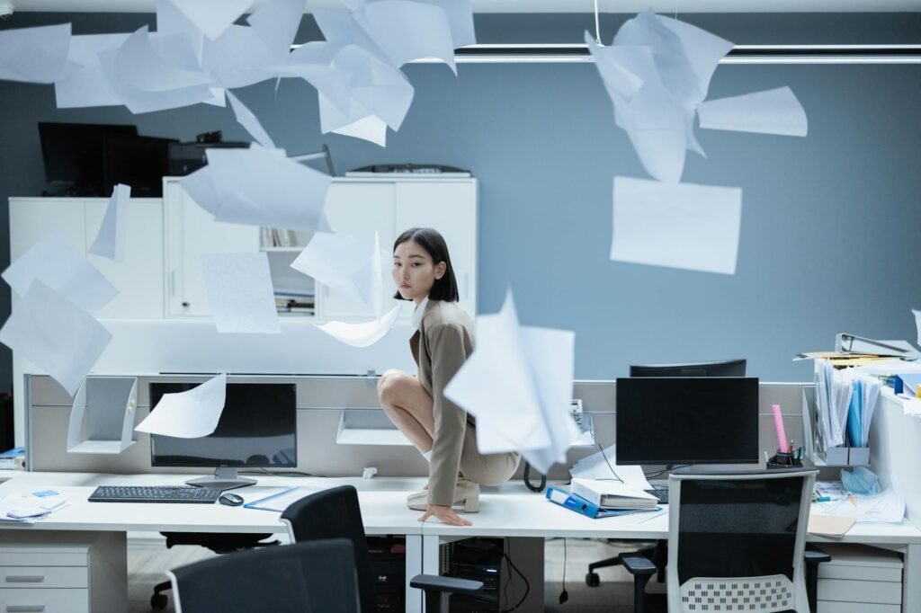 doomsday AI impact - doomsday AI office chaos professional business image
