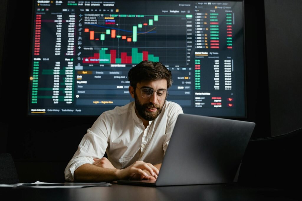 FBIZ short interest - stock market traders analyzing professional business image