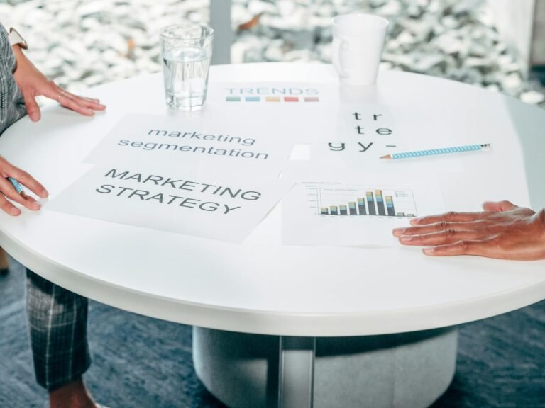 marketing types promote - photorealistic marketing strategies workspace" professional business image