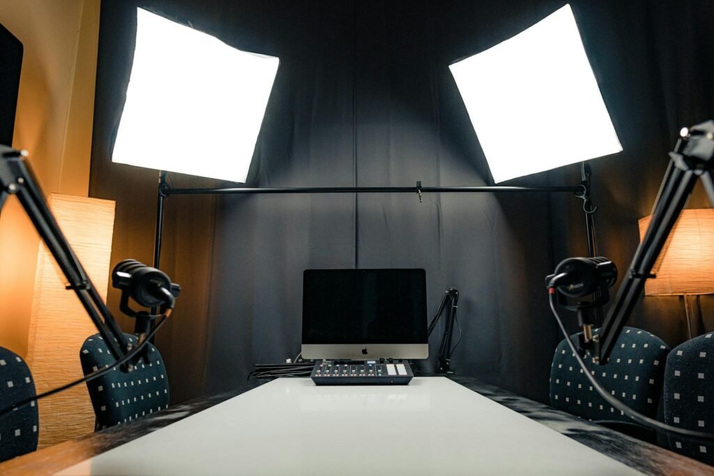 AI in Media - AI-powered media production studio professional business image