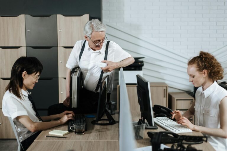 AI job threat - AI replacing office workers professional business image