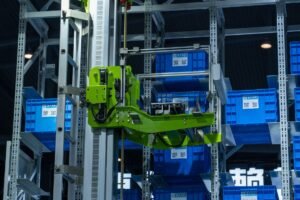AIAccelerates - AI optimizing warehouse robotics professional business image