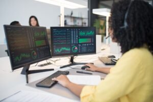 stock-analysis - workplace financial analysts tech professional business image